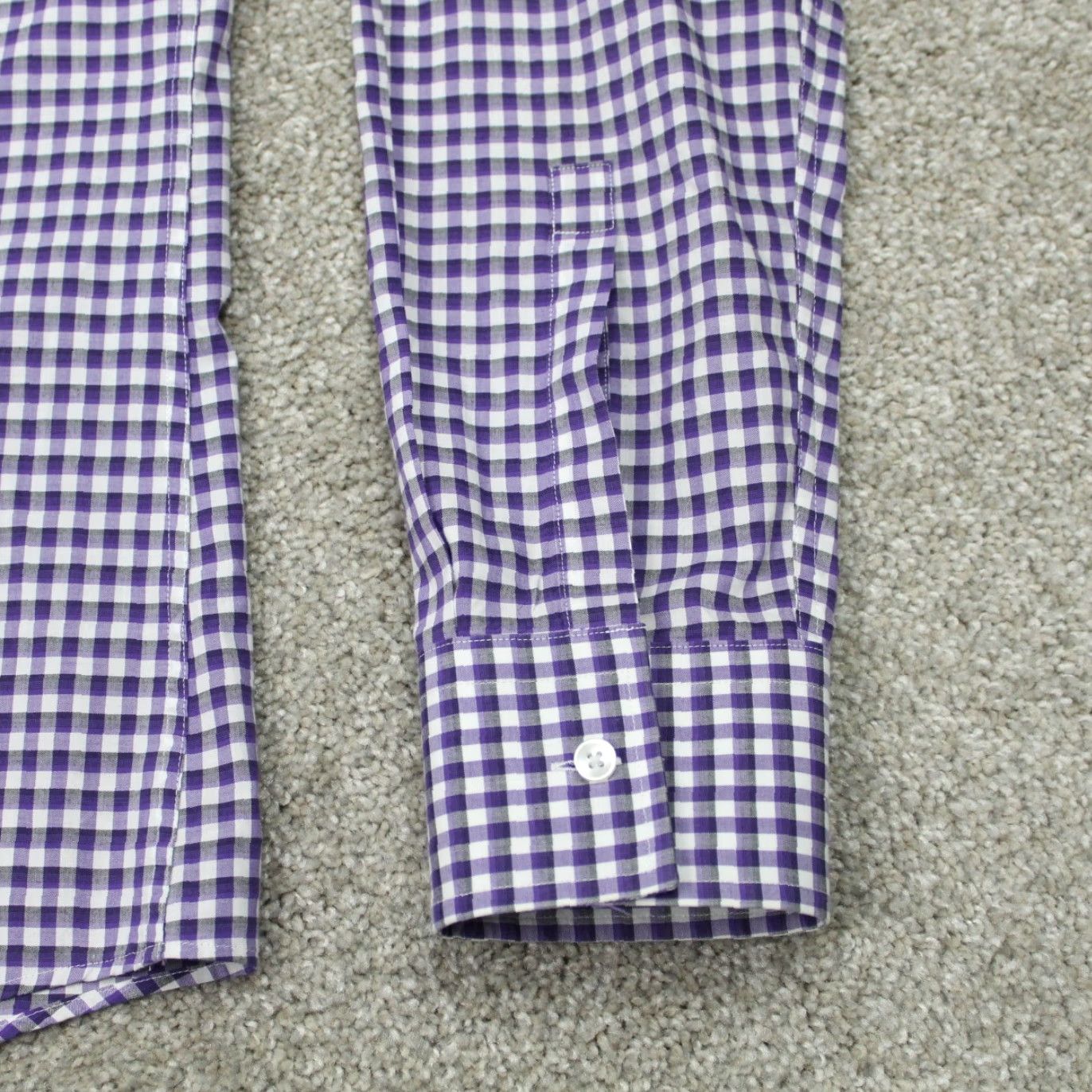 Hugo Boss HUGO BOSS Prince Dress Shirt Mens 16, 41 Purple/White Slim Fit Cotton L/S Shirt Size 42R - 5 Thumbnail