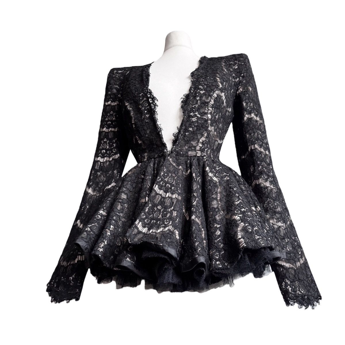 image of Avant Garde x Vintage Beautiful Dark Fashion Jacket In Vampire Style in Black, Women's (Size Small)