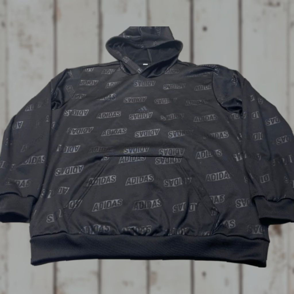 Adidas VINTAGE Adidas Hoodie Pullover All Over Print Men’s XL Adidas Logo Black 8259 Size US XL / EU 56 / 4 - 1 Thumbnail