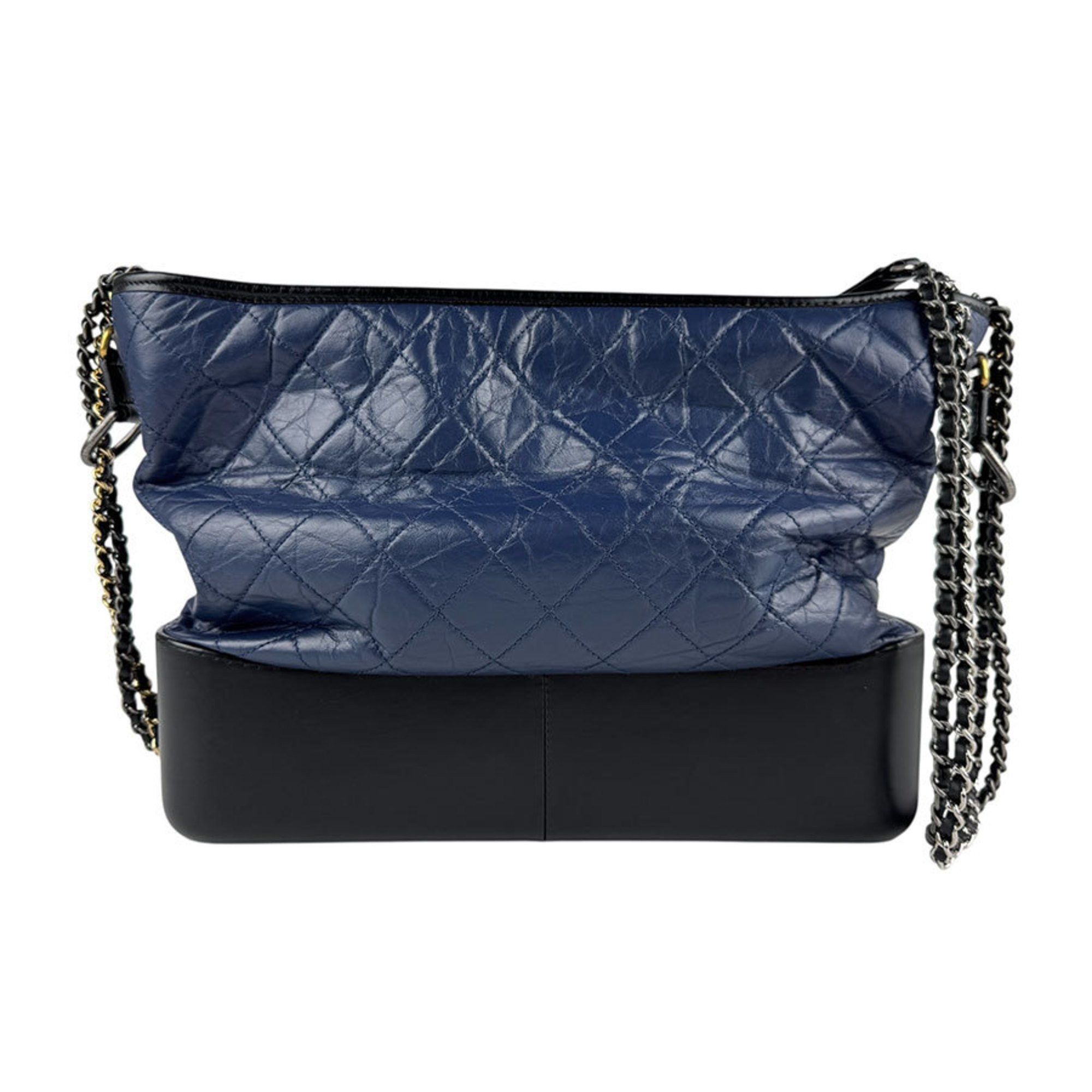 CHANEL Gabrielle de Chanel Shoulder Bag in Navy Leather, Women's