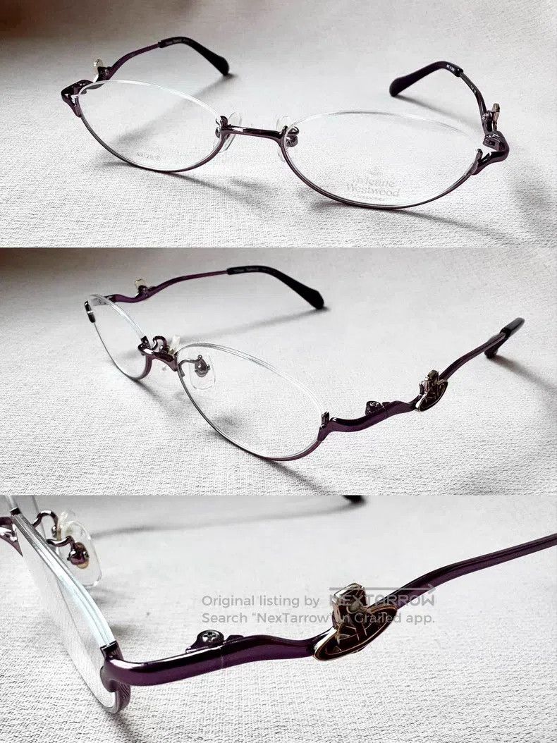 Vivienne Westwood Purple laser Saturn semi-frame glasses f