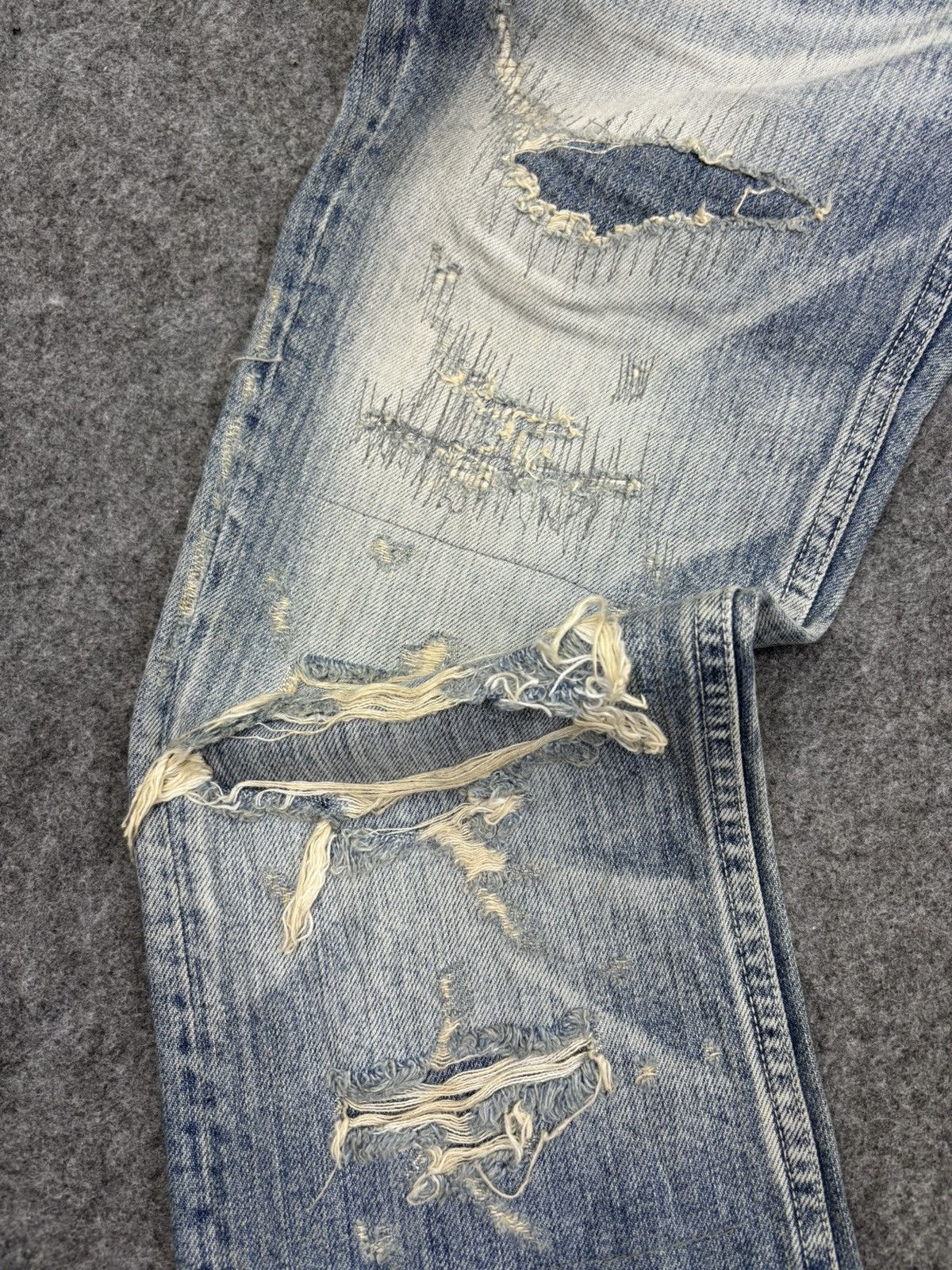 Japanese Brand 💥Denim Art💥Ego Tripping Heavy Distressed Denim F758 Size US 30 / EU 46 - 6 Thumbnail