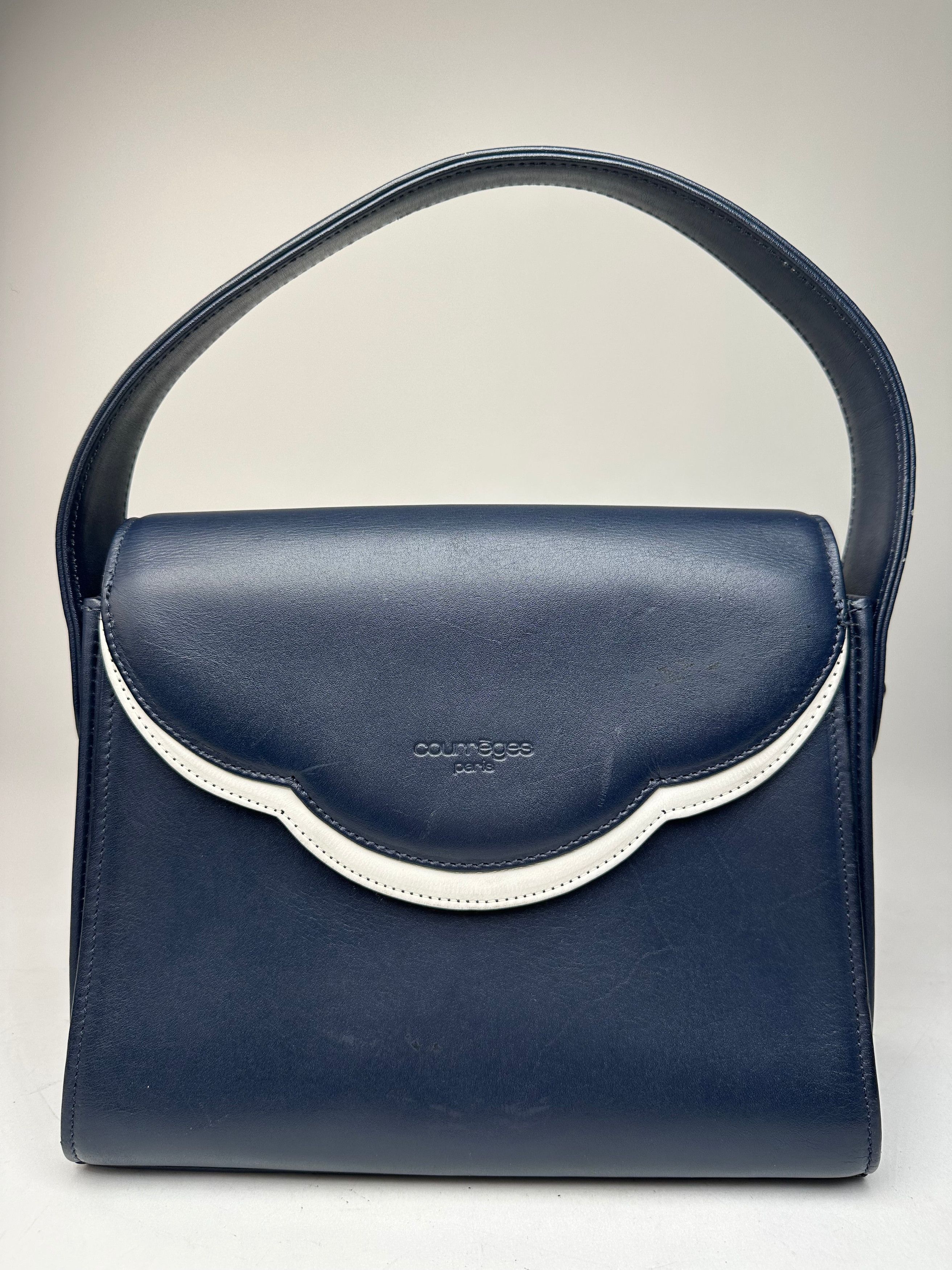 Courreges Vintage Paris Leather Handbag Navy Size ONE SIZE - 1 Thumbnail