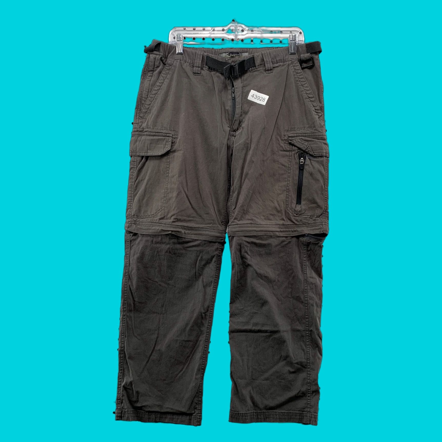 Vintage VINTAGE BC Clothing Cargo Pants Mens Large Regular Gray 35x30 Convertible 90s Size US 33 - 1 Thumbnail