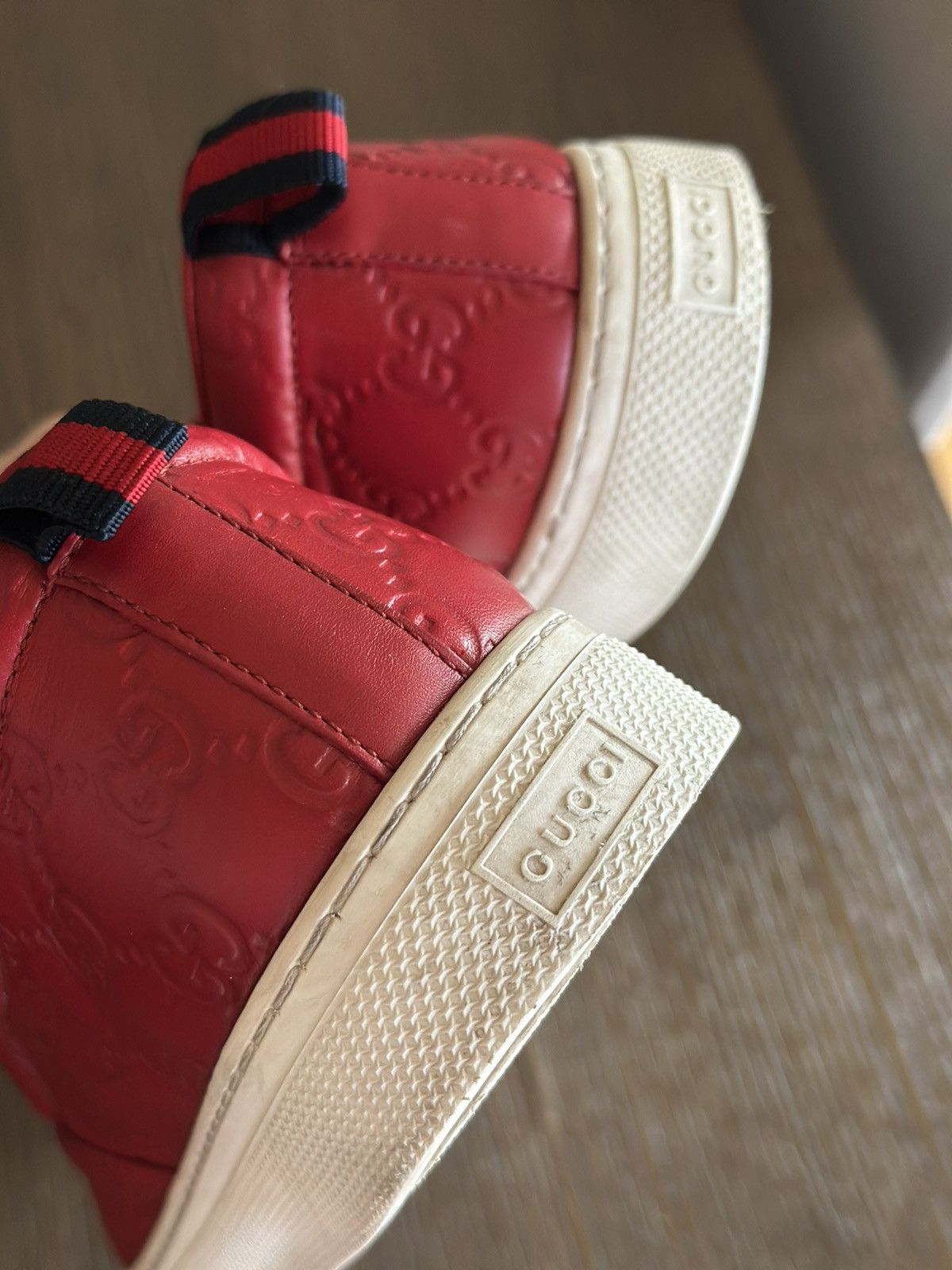 Gucci Gucci Red Guccissima Leather Slip-On Loafers Men’s US 10.5 Size US 10.5 / EU 43-44 - 2 Thumbnail