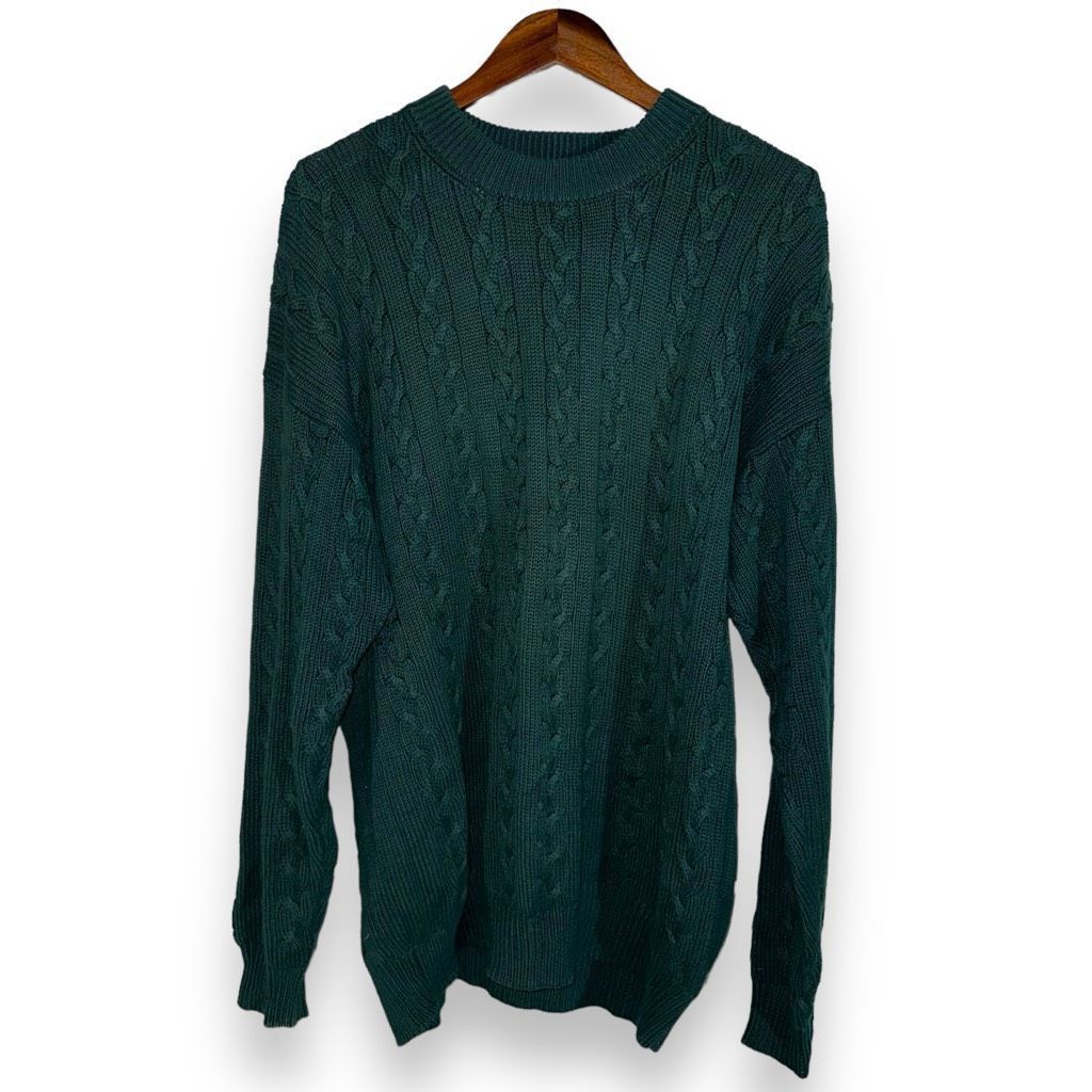 Nautica 90s Nautica Forest Green Cableknit Fisherman’s Sweater XL Size US XL / EU 56 / 4 - 1 Thumbnail