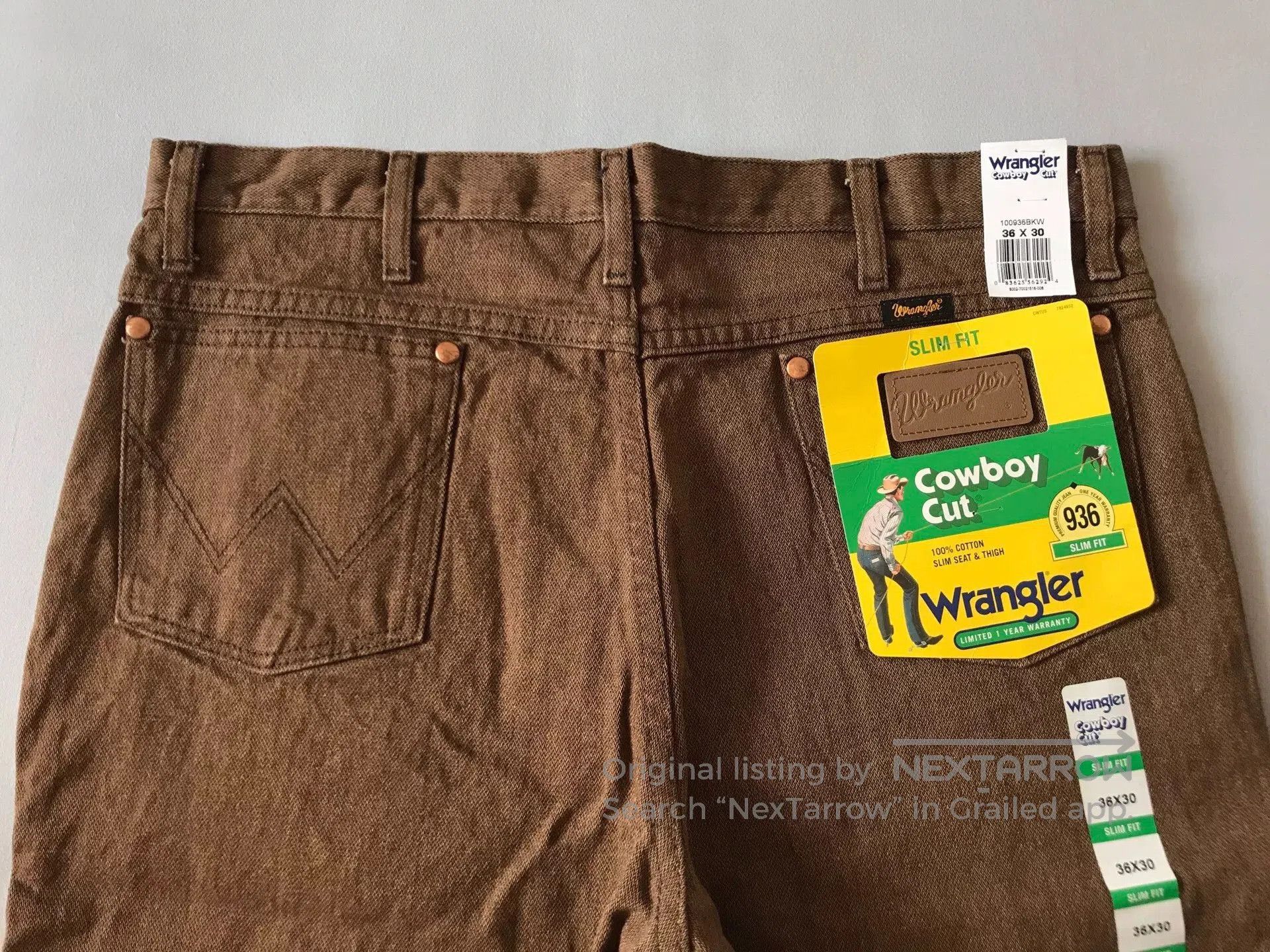 Wrangler 936BKW Brown Jeans W36L30.