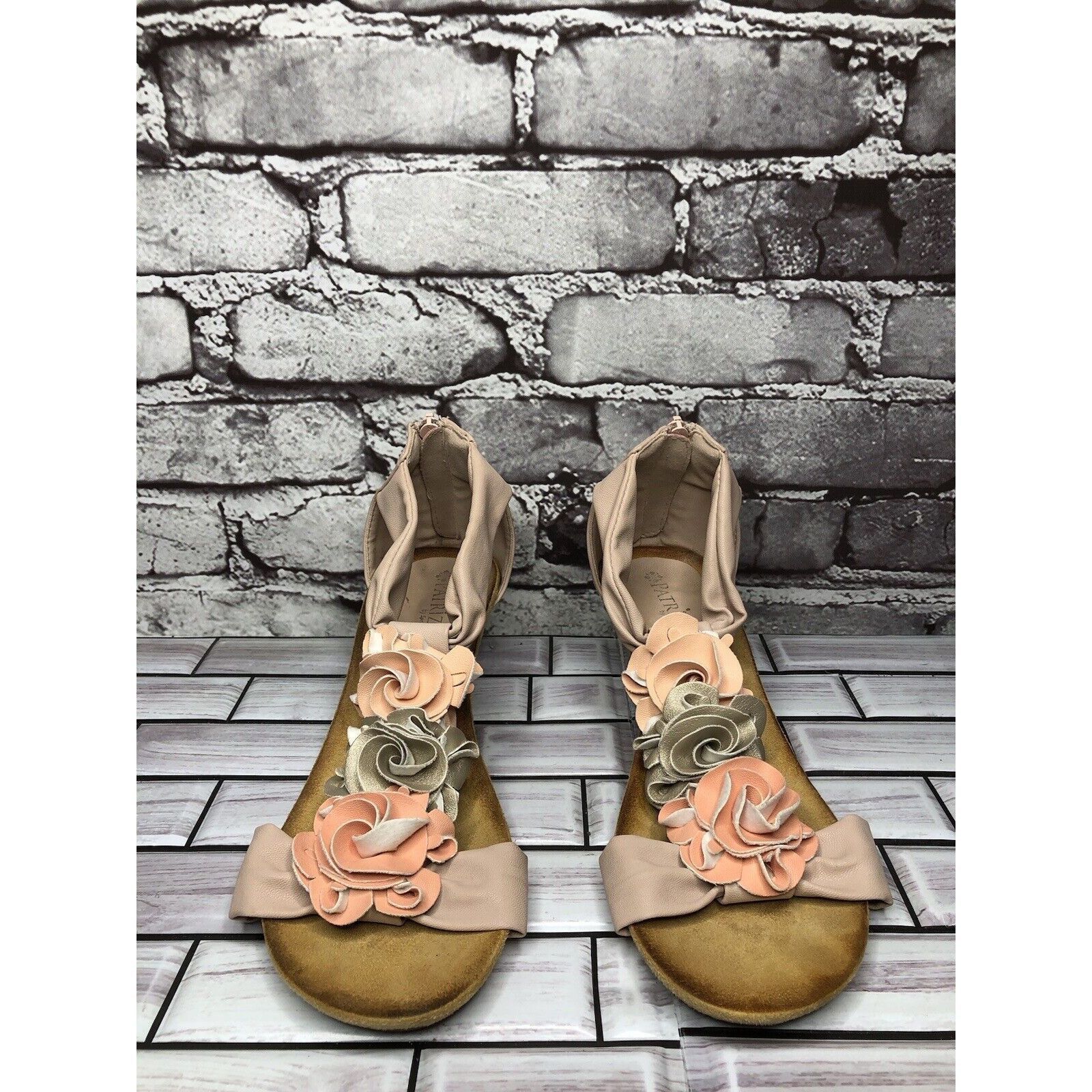 Other Patrizia Blush Pink Flower Faux Leather Harlequin Wedge Sand Size US 7.5 / IT 37.5 - 19 Thumbnail