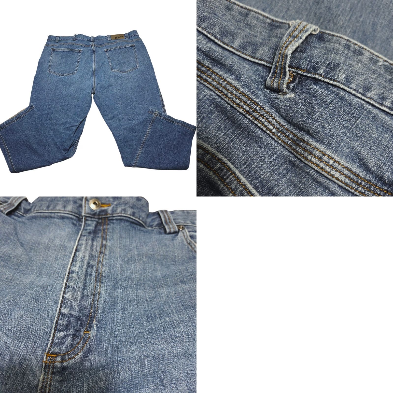 Vintage Duluth Jeans Mens 44x30 Flex Ballroom Relaxed Straight Stone Wash Blue Denim Cotton Elastodiene 5-Pocket City Rock USA Mens Size US 44 / EU 60 - 8 Thumbnail