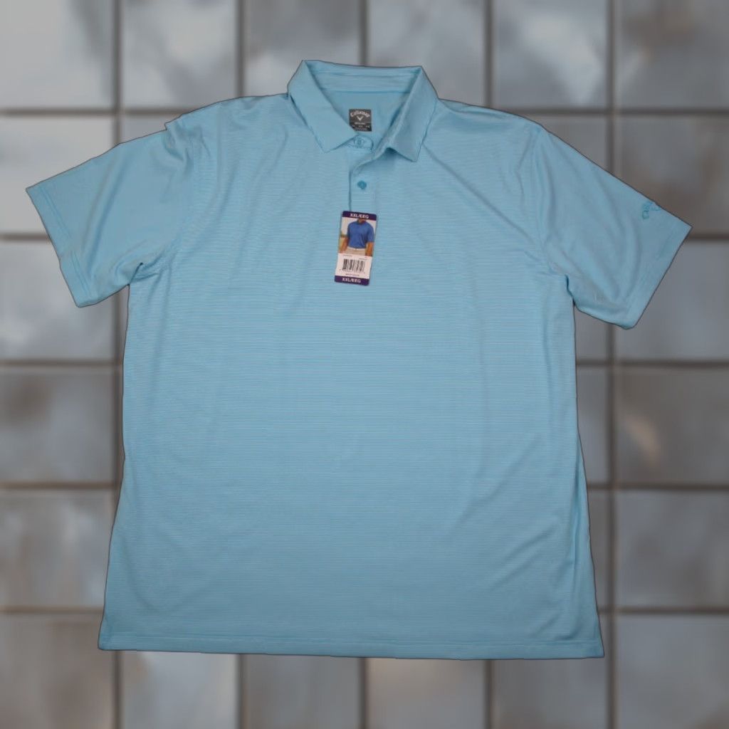 Callaway Callaway Shirt Mens 2XL XXL Blue Striped Opti Dri Polo Wicking Performance Golf Polo Shirt Size US XXL / EU 58 / 5 - 1 Thumbnail