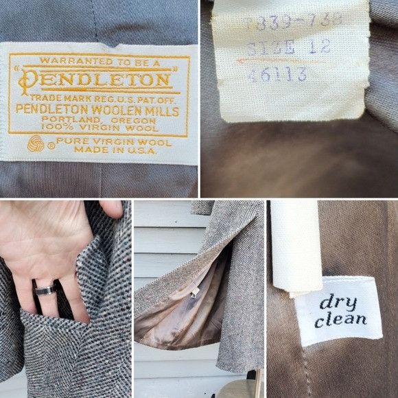 Pendleton × Vintage Vintage 80s Pendleton Blue Black Gray Barleycorn Tweed Wool Size XL / US 12-14 / IT 48-50 - 5 Thumbnail