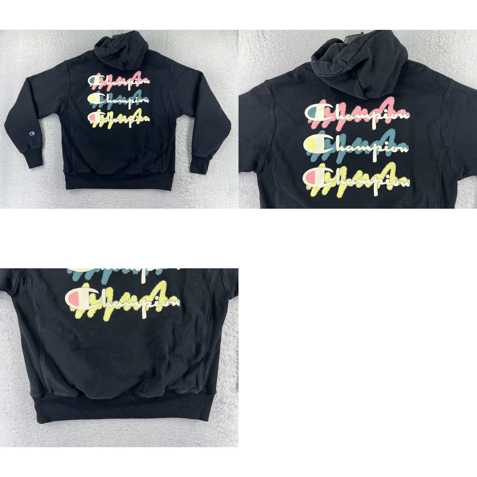 Champion Champion Hoodie Mens Large Black Pullover Zip? Pockets Reverse Weave Size US L / EU 52-54 / 3 - 9 Thumbnail
