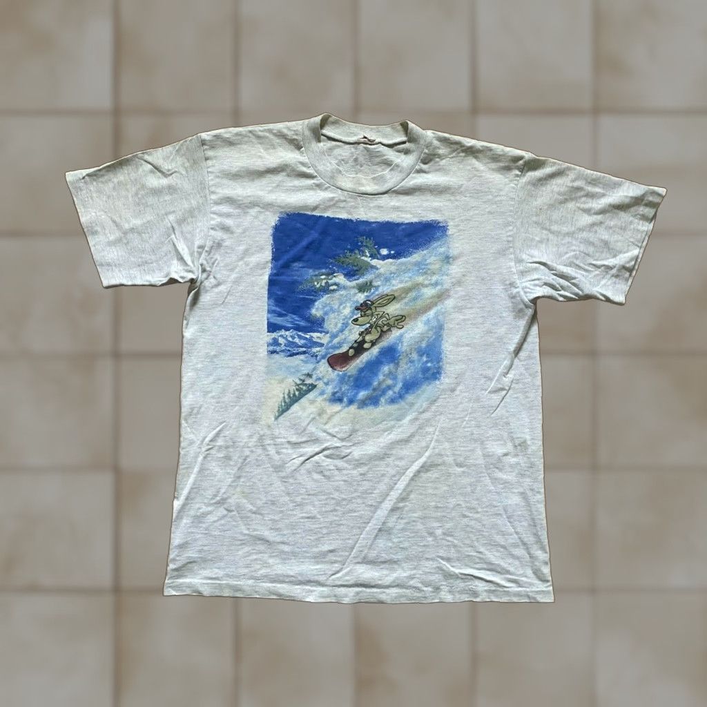 Vintage VINTAGE Dog Cartoon Snowboard Shirt Mens M Black 90s Single Stitch T-Shirt Size US M / EU 48-50 / 2 - 1 Thumbnail