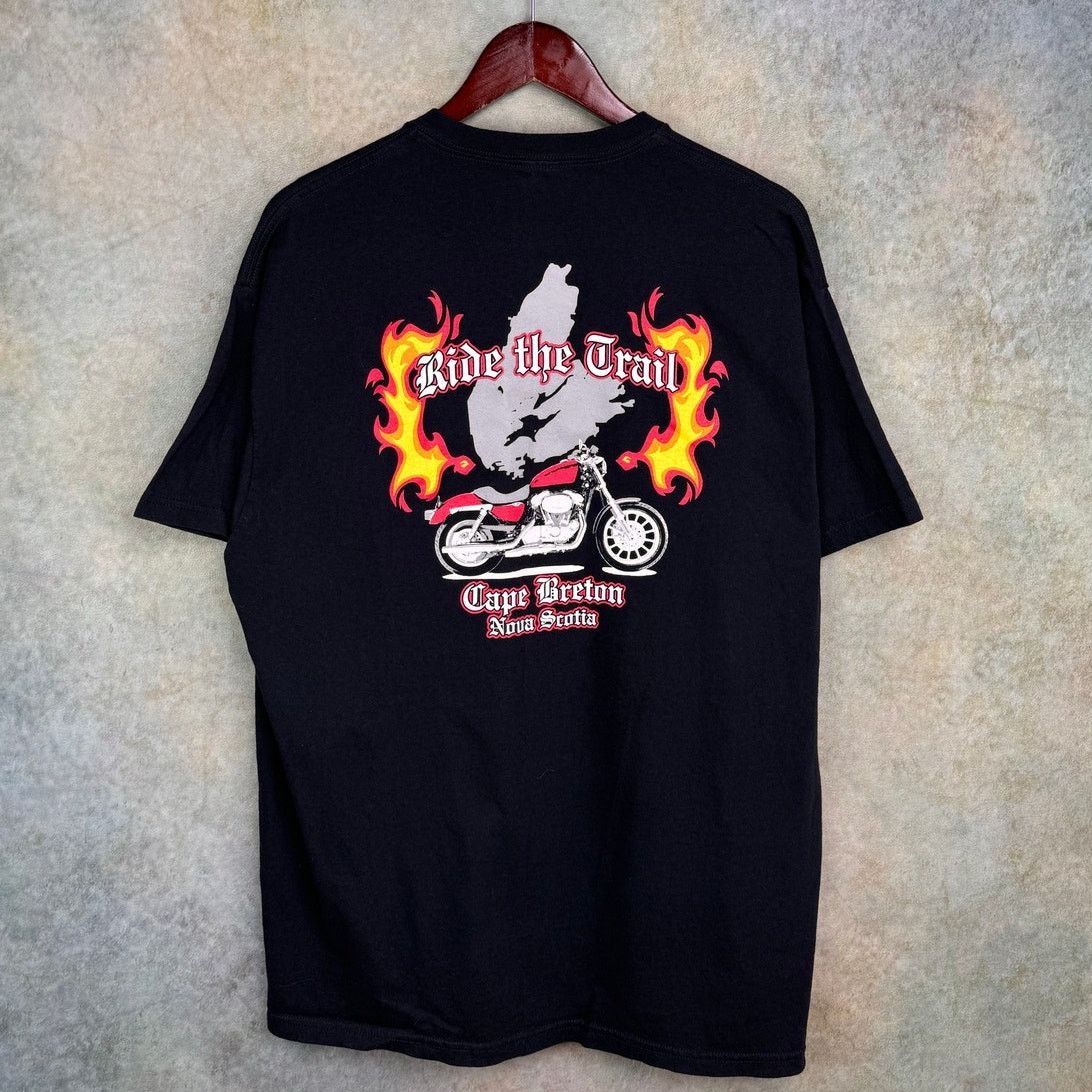 Vintage VTG Y2K Biker Flame T Shirt Sz XL Black Motorcycle Size US XL / EU 56 / 4 - 2 Thumbnail