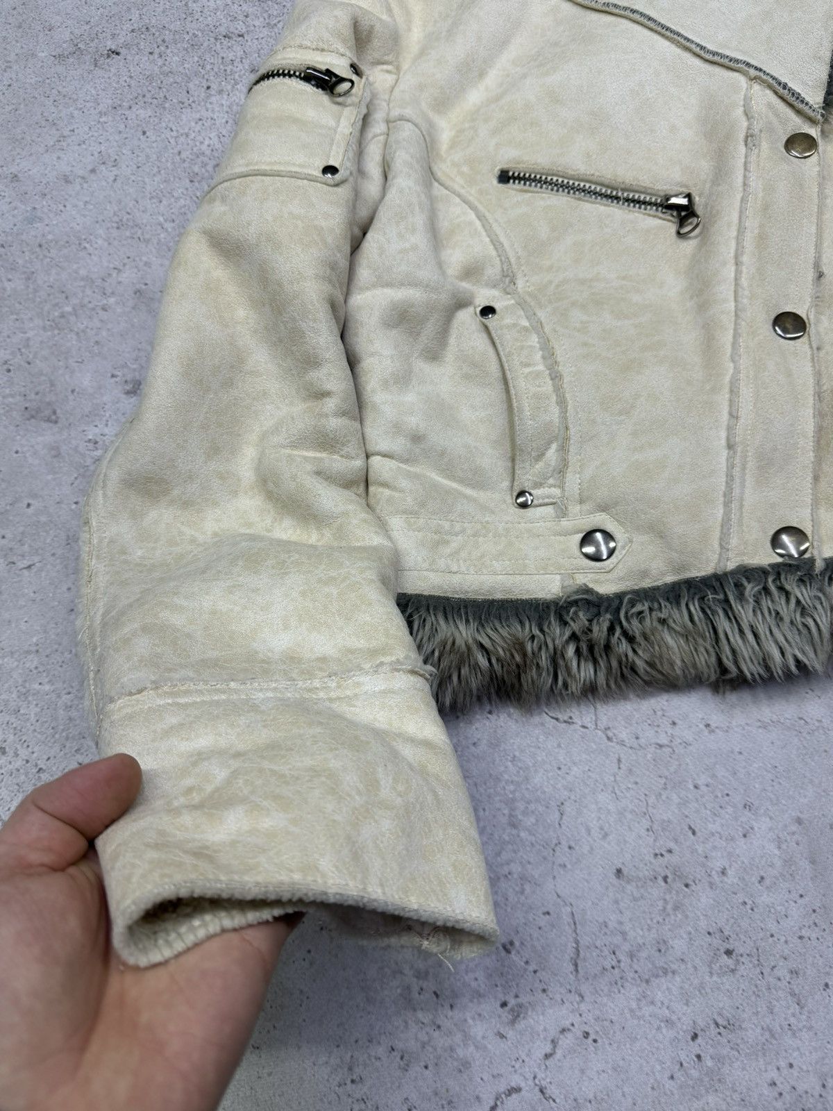 Japanese Brand Vintage 00s Marble Fur/Suede Cropped Rick OwensStyle Jacket Size US S / EU 44-46 / 1 - 6 Thumbnail