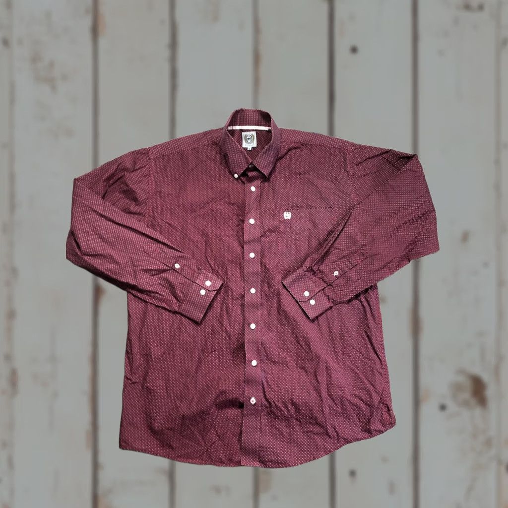 Vintage Cinch Mens M Red Geometric Long Sleeve Button-Down Western Shirt Size US M / EU 48-50 / 2 - 1 Thumbnail