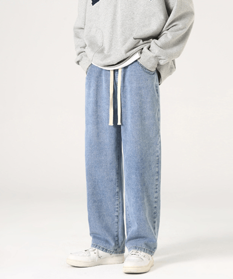 Japanese Brand × Jean Japanese retro washed distressed wide-leg jeans for men Size US 34 / EU 50 - 1 Thumbnail
