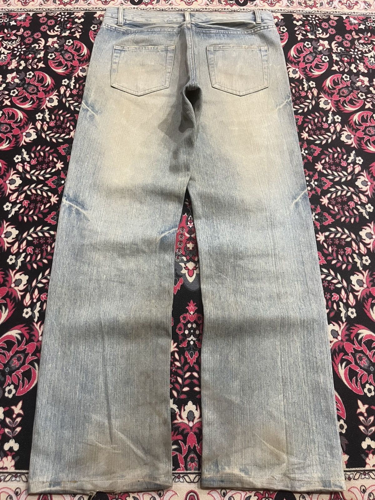 Japanese Brand Japanese Brand Blue Faded Whisker Washed Distressed Jeans Size US 32 / EU 48 - 2 Thumbnail