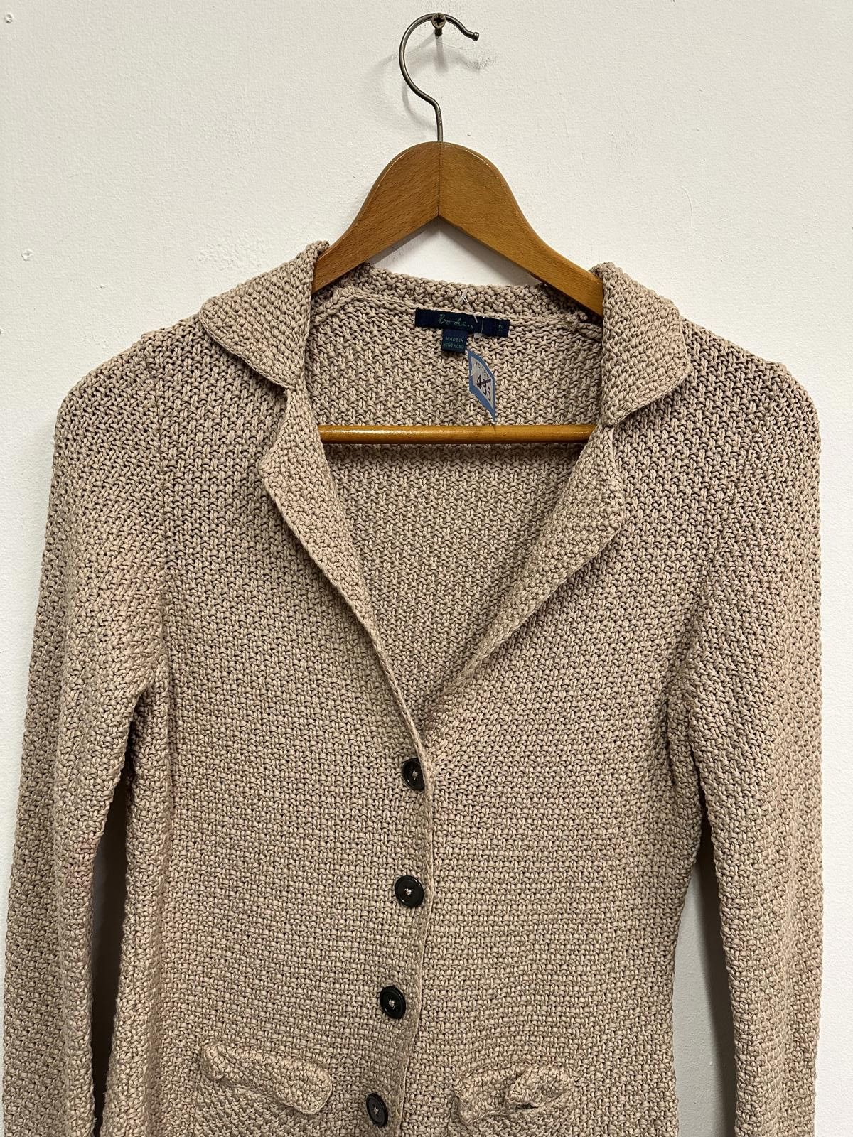 Boden Boden Beige Textured Knit Button-Up Cardigan Size M / US 6-8 / IT 42-44 - 3 Thumbnail