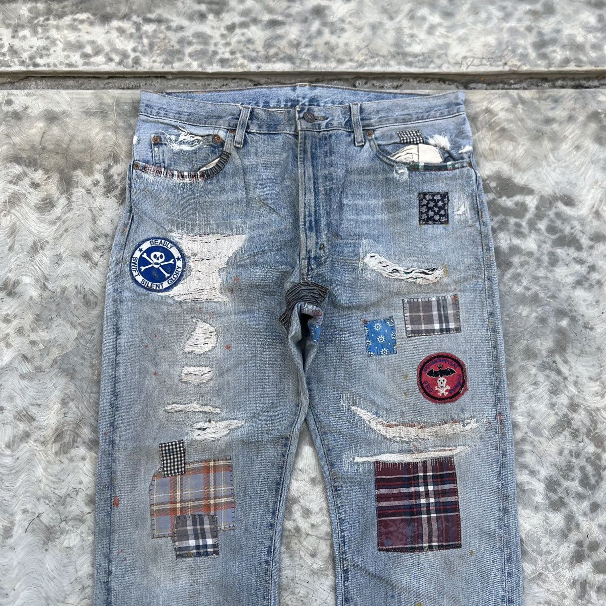 Levi's Vintage Clothing Vtg Levi’s Big E 505 Selvedge Denim Patchwork Size US 33 - 3 Thumbnail