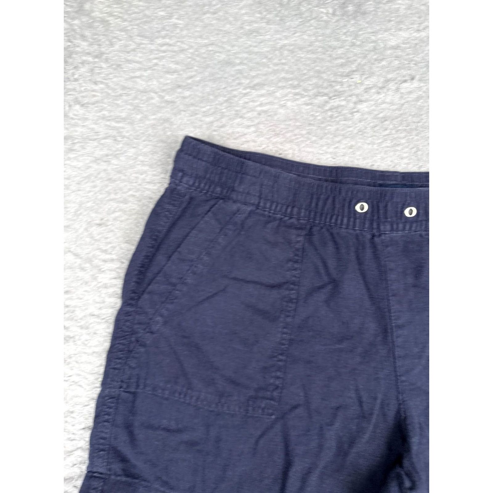 Nautica Nautica Shorts Womens Large Blue Linen Blend Chino Elastic Waist Casual Summer Size 36" / US 14 / IT 50 - 4 Thumbnail