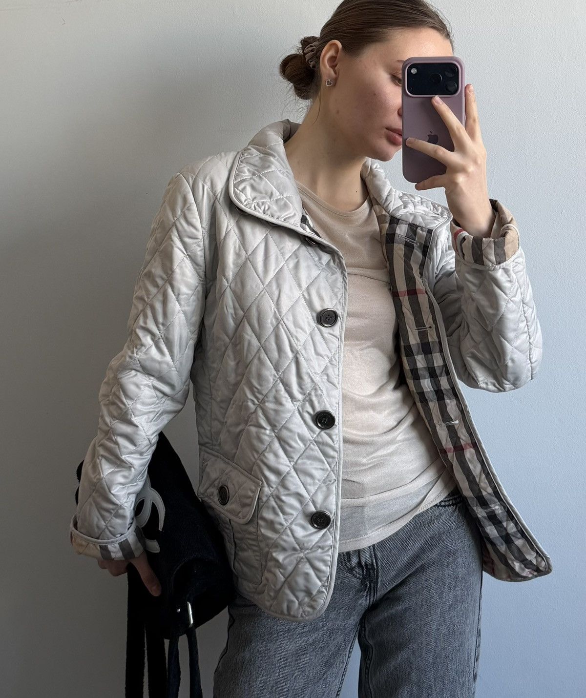 Burberry Vintage jacket quilted burberry brit gray medium Size M / US 6-8 / IT 42-44 - 2 Thumbnail