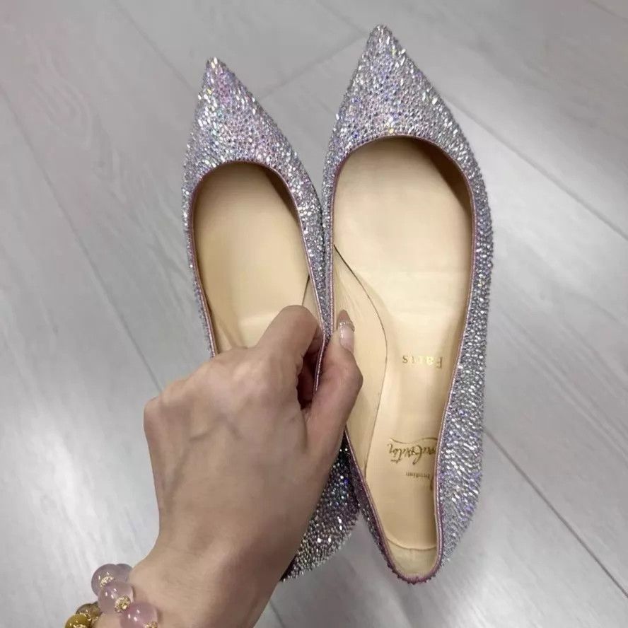 Christian Louboutin CL Multicolor Pave Crystal Red Sole Flat 36 Size US 5.5 / IT 35.5 - 2 Thumbnail