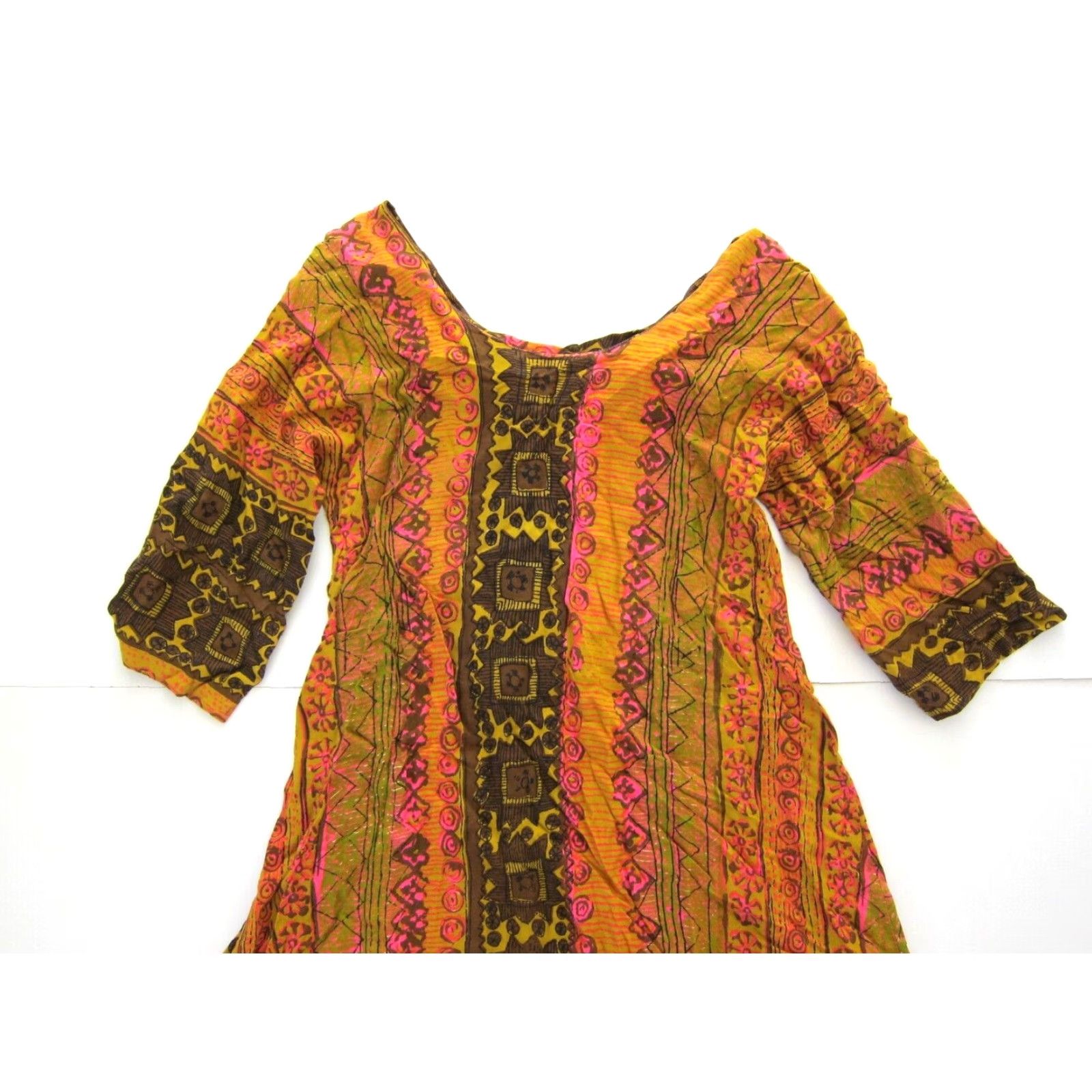 Pinko VINTAGE Handmade Rayon Tunic Dress 3/4 Sleeve Pink Small Size S / US 4 / IT 40 - 3 Thumbnail