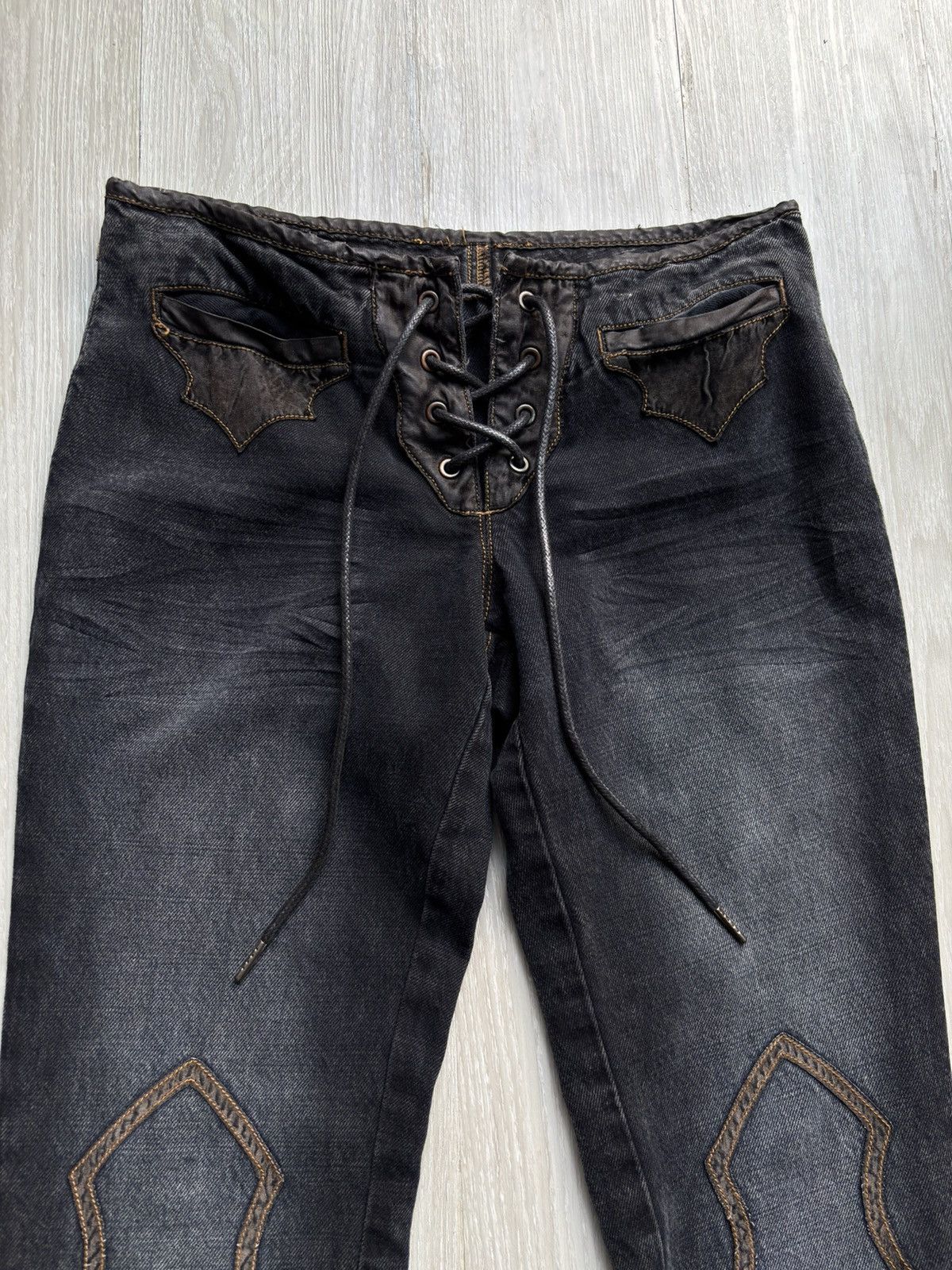 Japanese Brand VERTGARMENTS lace-up flare jeans Size US 28 / EU 44 - 3 Thumbnail