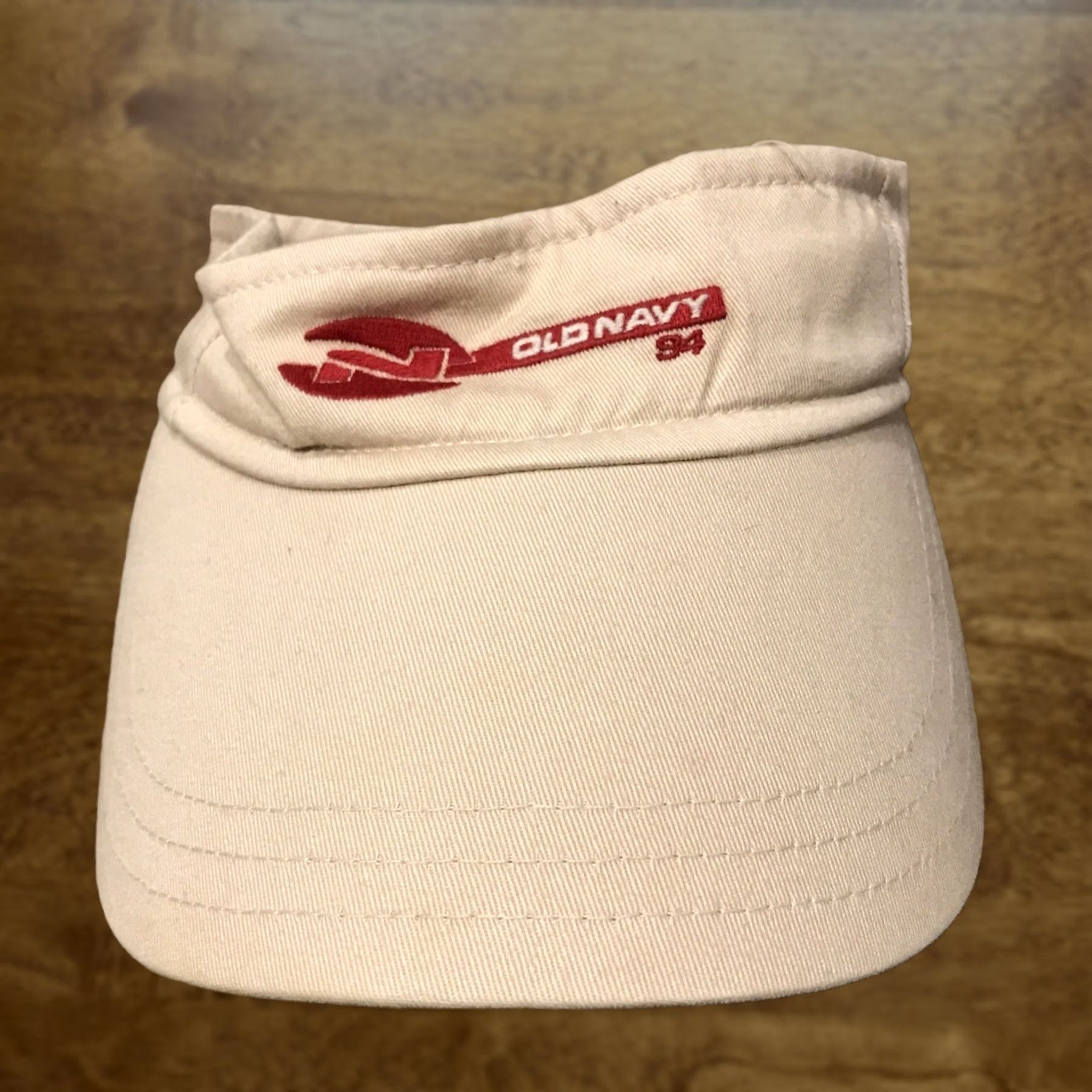 Old Navy OLD NAVY N 94 SUN VISOR/CAP BEIGE/RED SPORTS GOLF OUTDOOR ADJUSTABLE STRAPBACK Size ONE SIZE - 1 Thumbnail