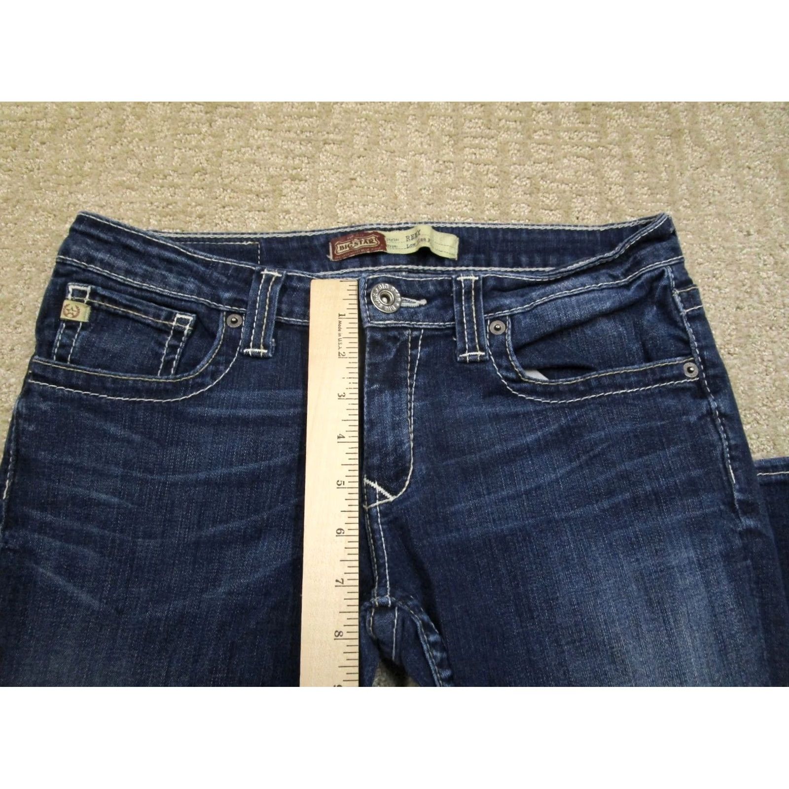 Denime BIG STAR Jeans Women 29 Blue Low Rise Bootcut Western Remy Denim Dark Wash Pants Size 29" - 6 Thumbnail