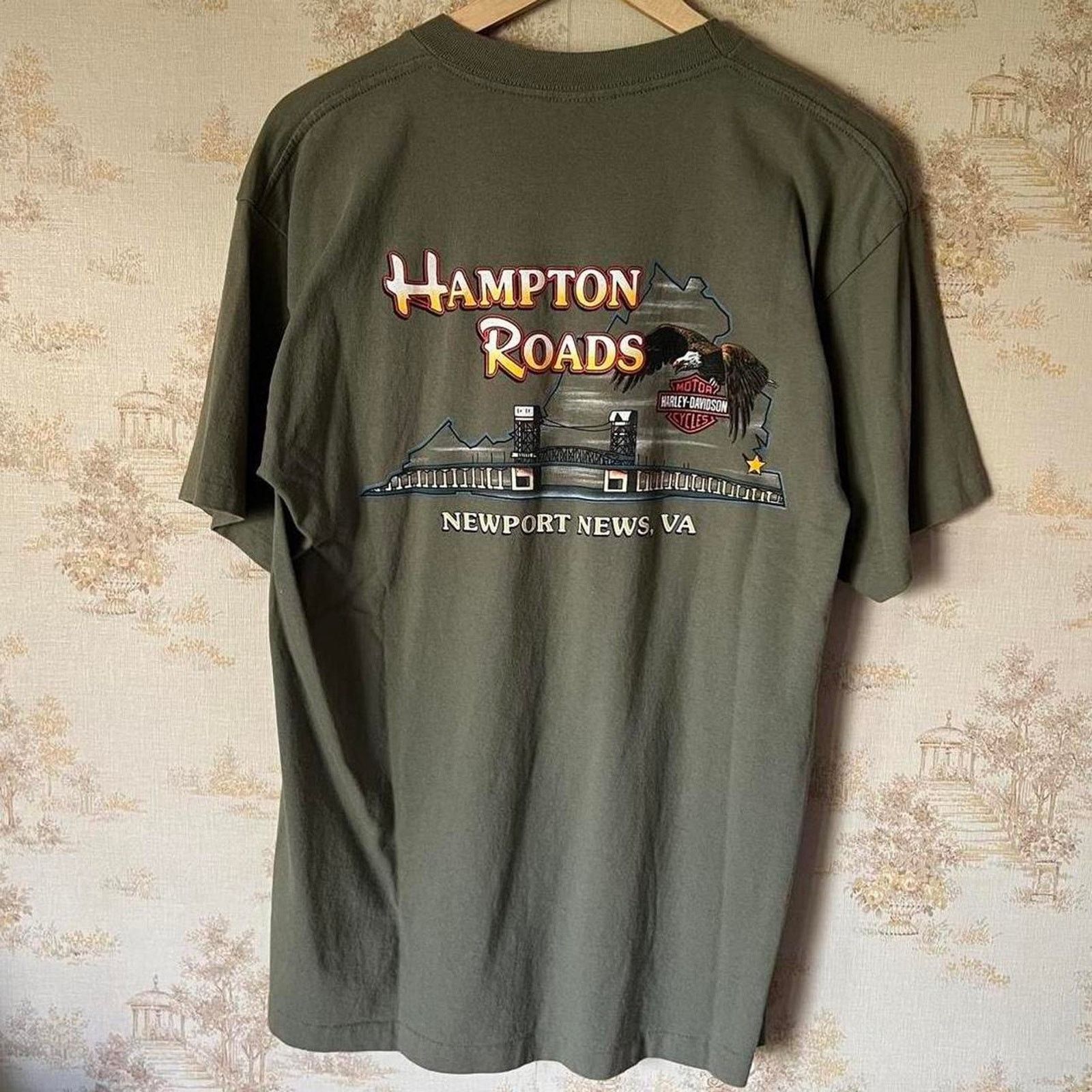 Harley Davidson 90s Harley Davidson T-Shirt | Hampton Roads Virginia | L Size US L / EU 52-54 / 3 - 5 Thumbnail