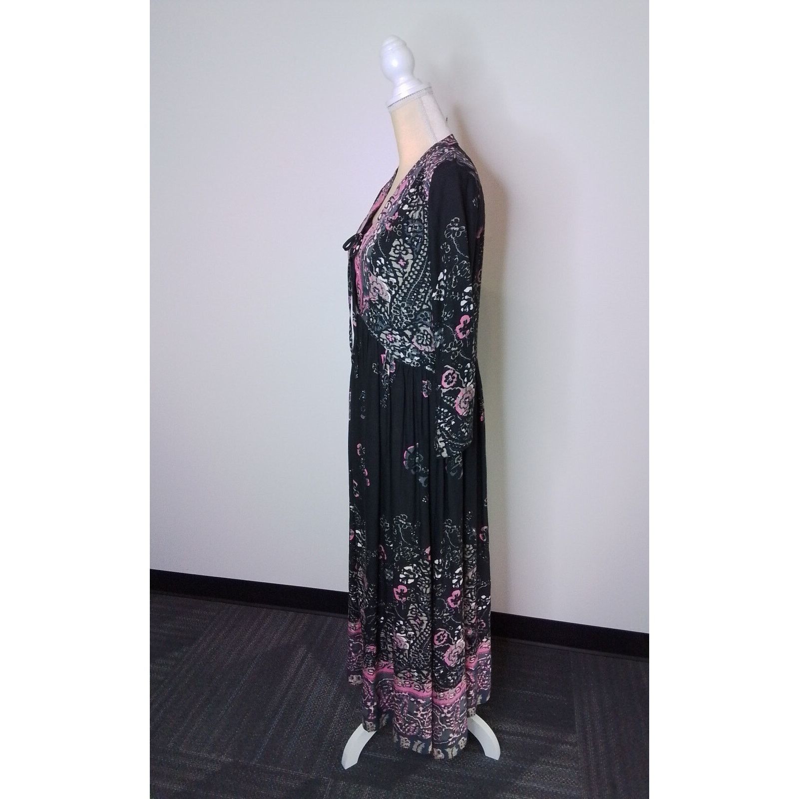 Free People Free People Dress Women's XS Long Sleeve Maxi Black Print Size XS / US 0-2 / IT 36-38 - 4 Thumbnail