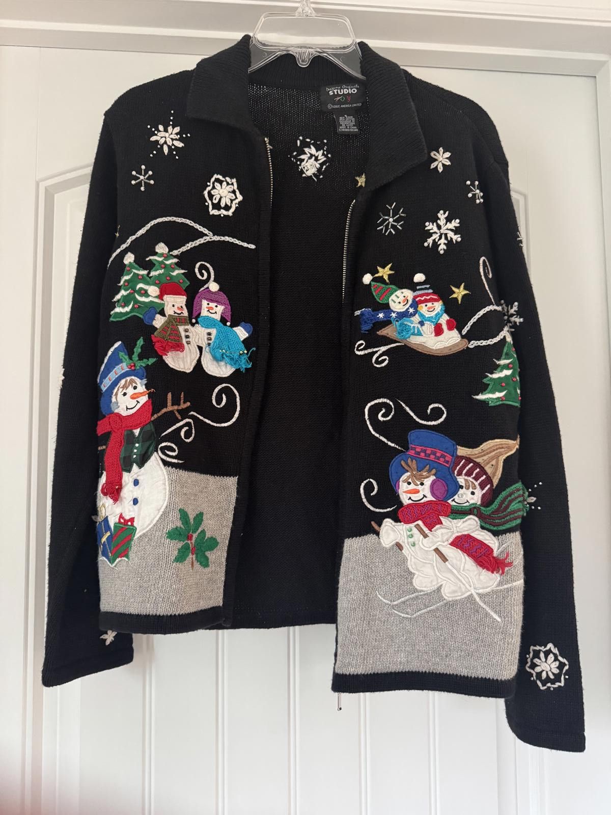 Other Vintage Studio Joy Holiday Snowman Sweater Jacket Size S / US 4 / IT 40 - 1 Thumbnail