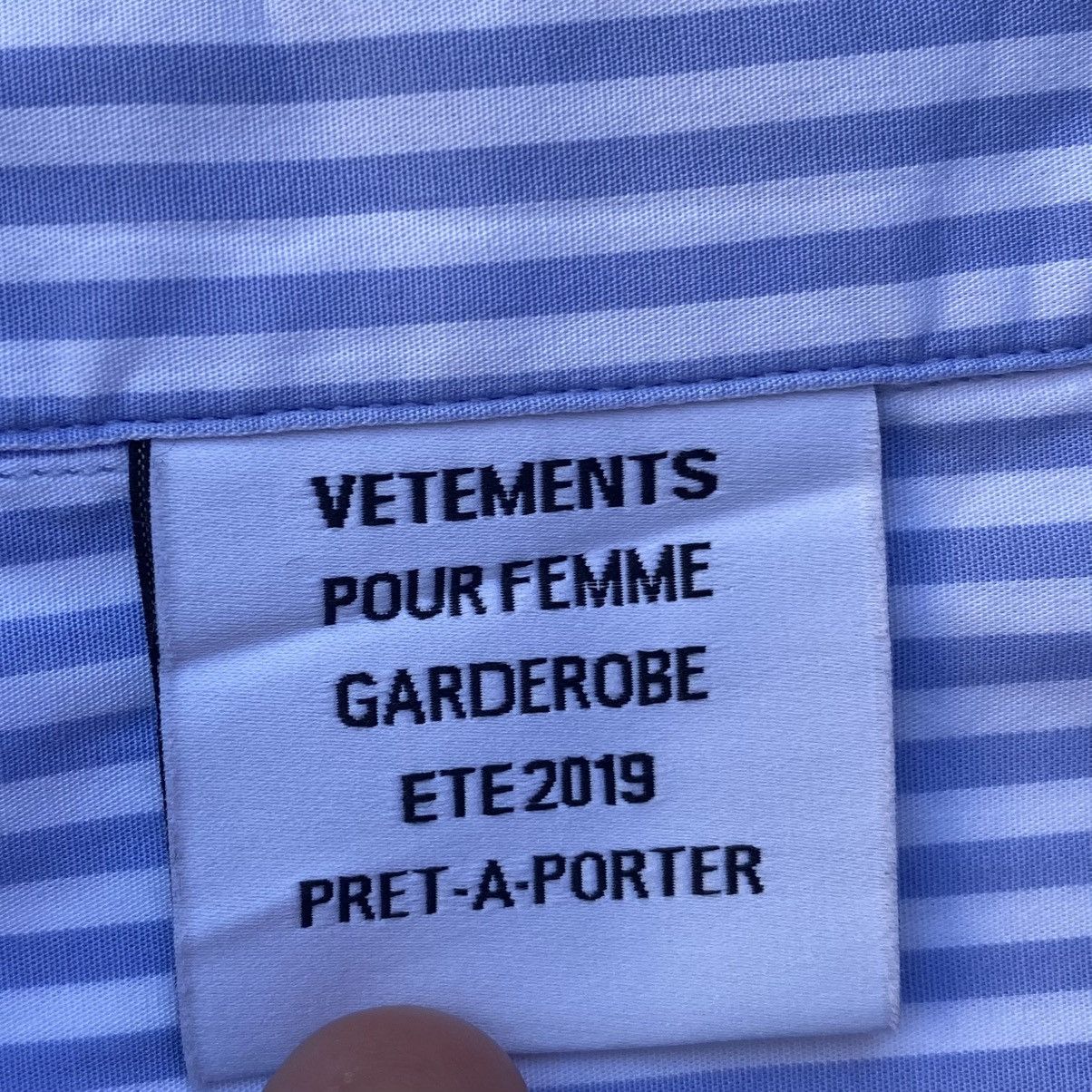 Vetements SS19 Blue Stripes Oversized Cropped Shirt Size XS / US 0-2 / IT 36-38 - 12 Thumbnail