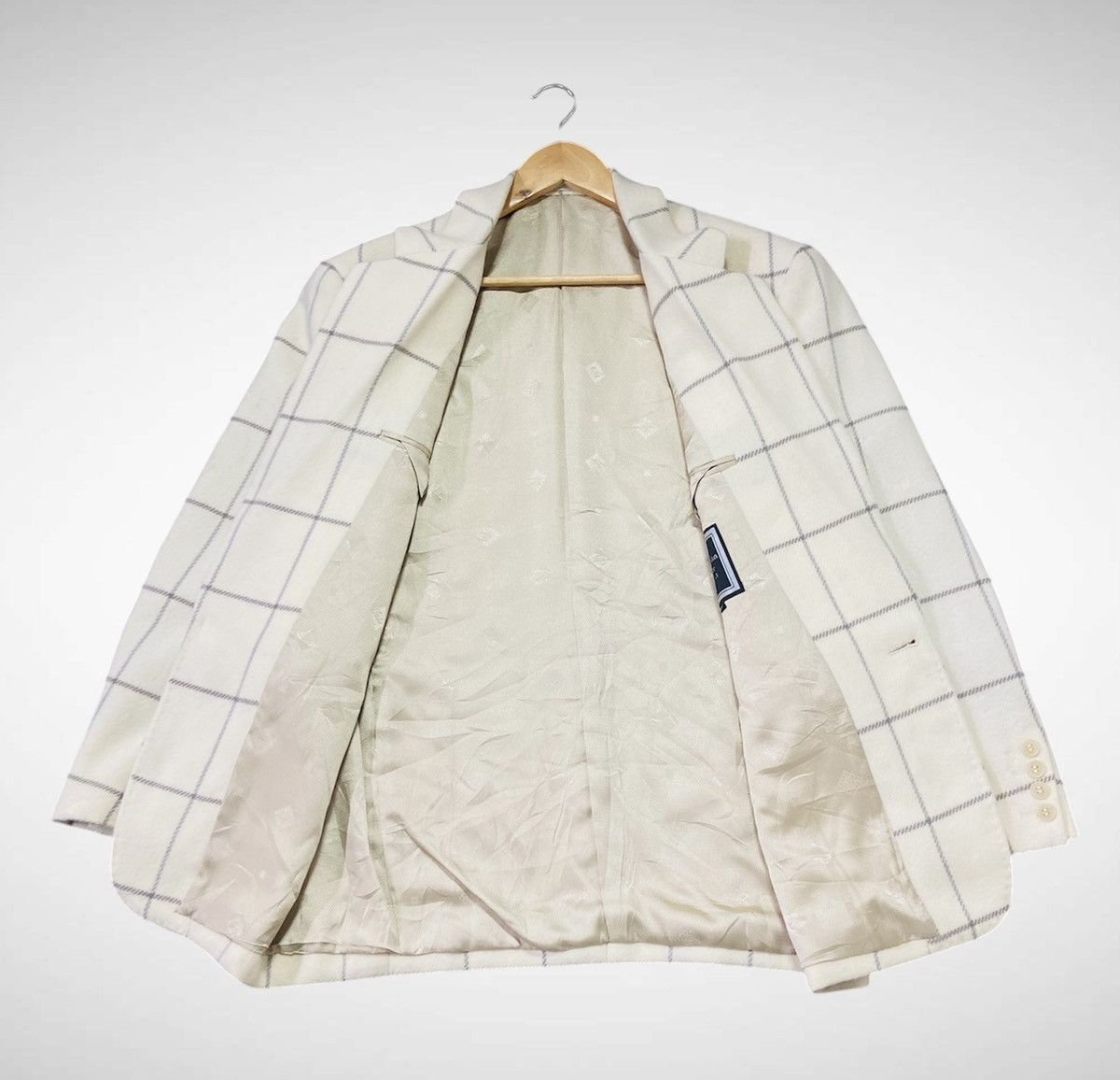 Christian Dior Monsieur Plaid Tartan Wool Blazer (Beige)