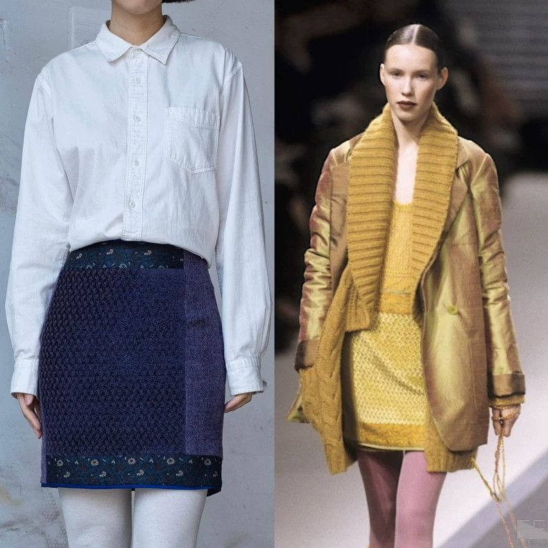 KENZO Three purple patchwork skirts
