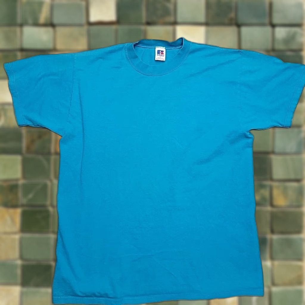 Vintage VINTAGE Russell Shirt Mens L Blue 100% Cotton Crewneck T-Shirt Made in USA USA" Size US L / EU 52-54 / 3 - 1 Thumbnail