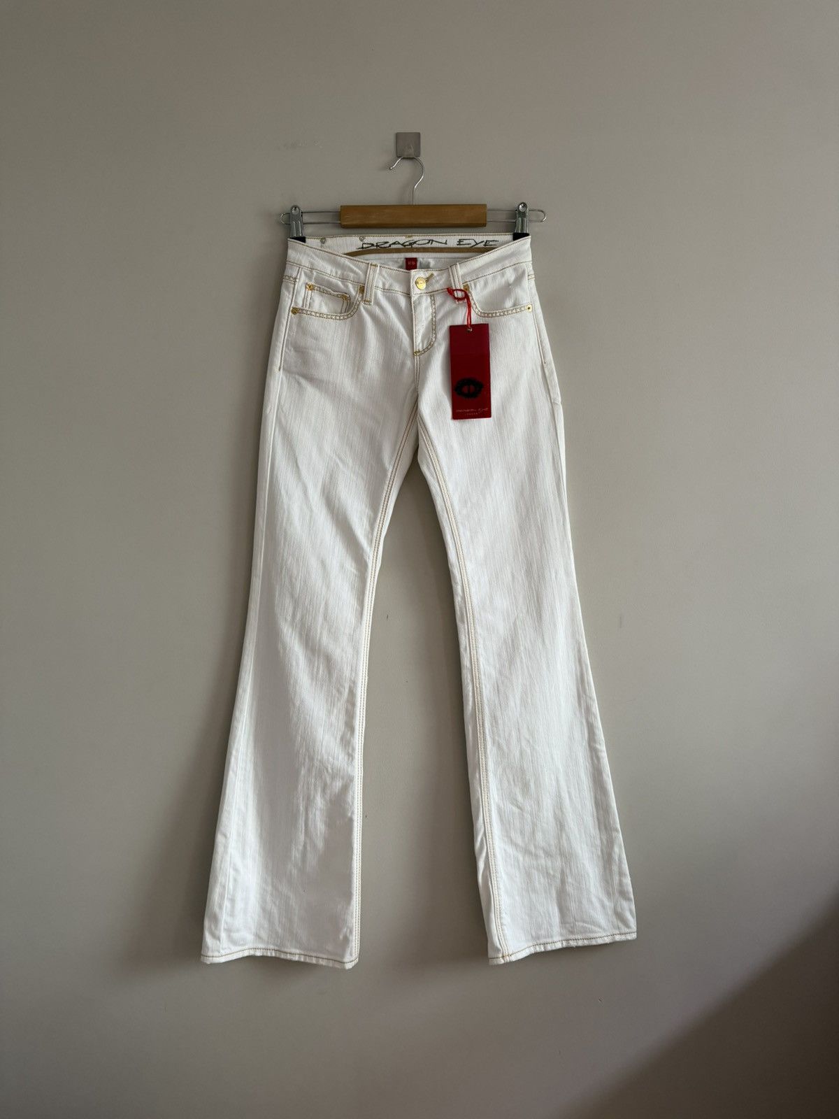 Vintage Dragon Eye White Bootcut Jeans Size 25" / US 0 / IT 36 - 5 Thumbnail
