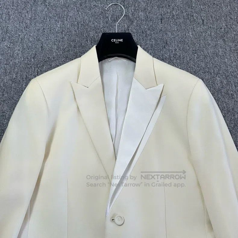 Dior Dior Ivory Asymmetrical Satin Lapel Suit Jacket Size US M / EU 48-50 / 2 - 2 Thumbnail