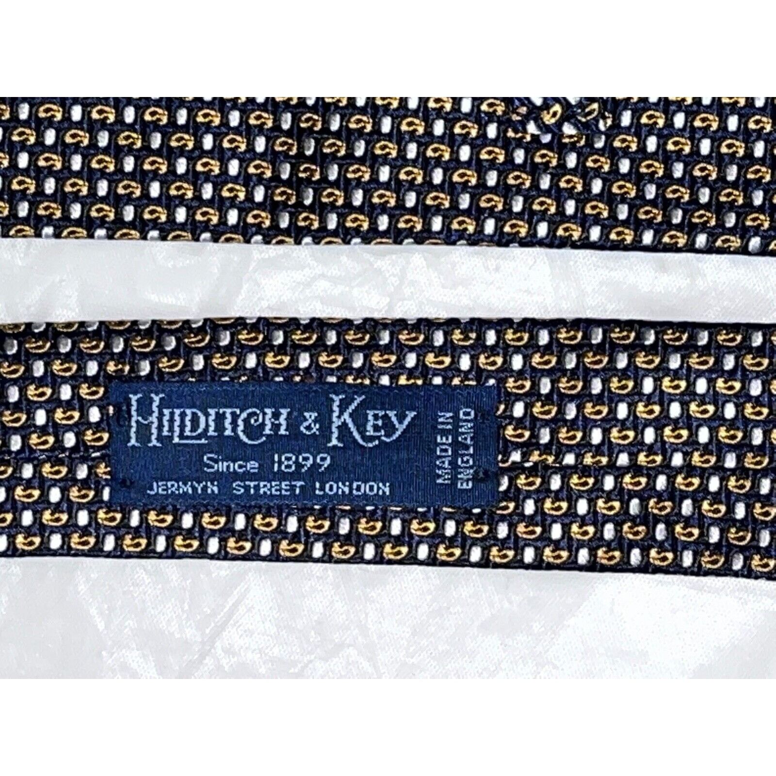 Hilditch & Key London Silk Tie Black Gold Geometric, Men's — image 5 of 6