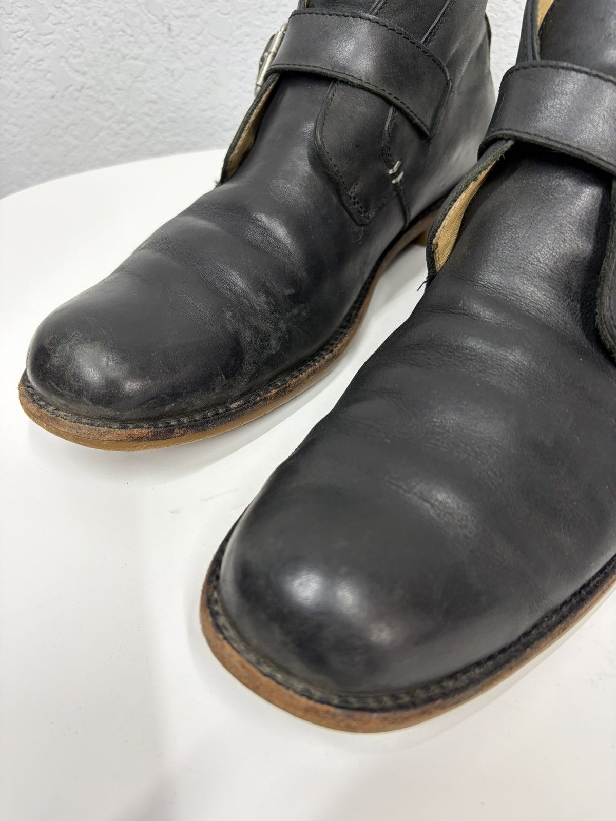 Hedi Slimane VTG Brown Leather Buckle Boots Carol Christian Poell Style Size US 12 / EU 45 - 12 Thumbnail