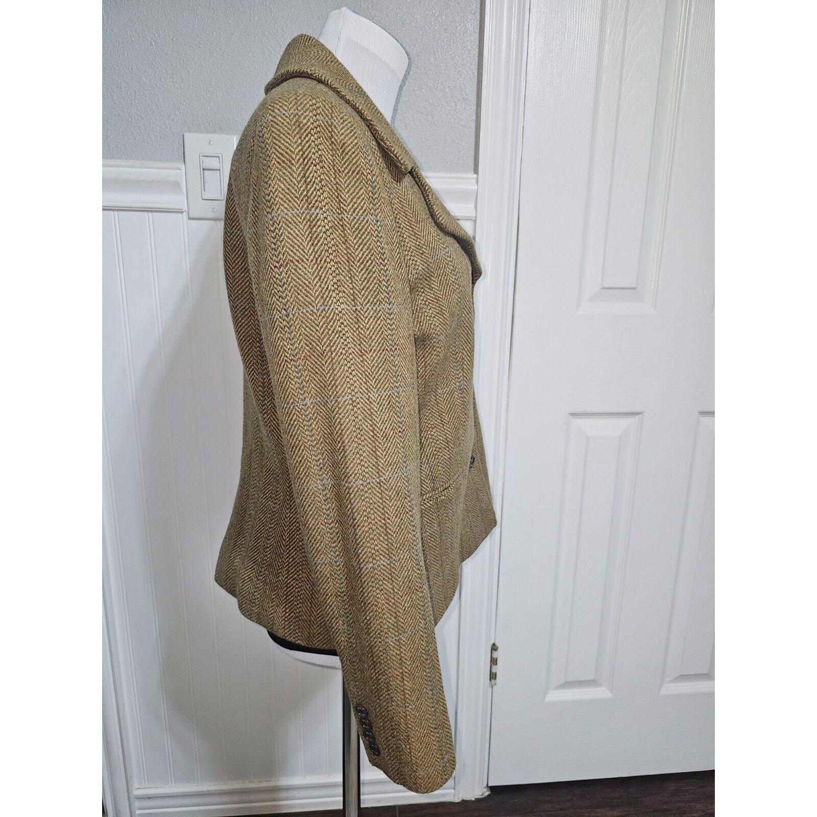 Chaps CHAPS Womens Wool Blend Brown Tweed Blazer/Jacket Size L Size L / US 10 / IT 46 - 4 Thumbnail