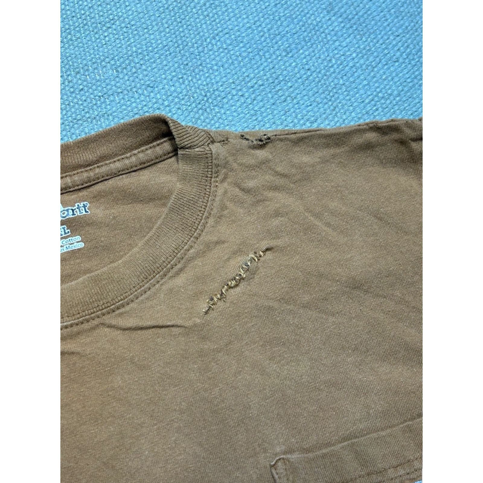 Carhartt VINTAGE Carhartt Long Sleeve Pocket T Shirt Brown Tan Distressed Repaired Boxy XL Mens Size US XL / EU 56 / 4 - 4 Thumbnail