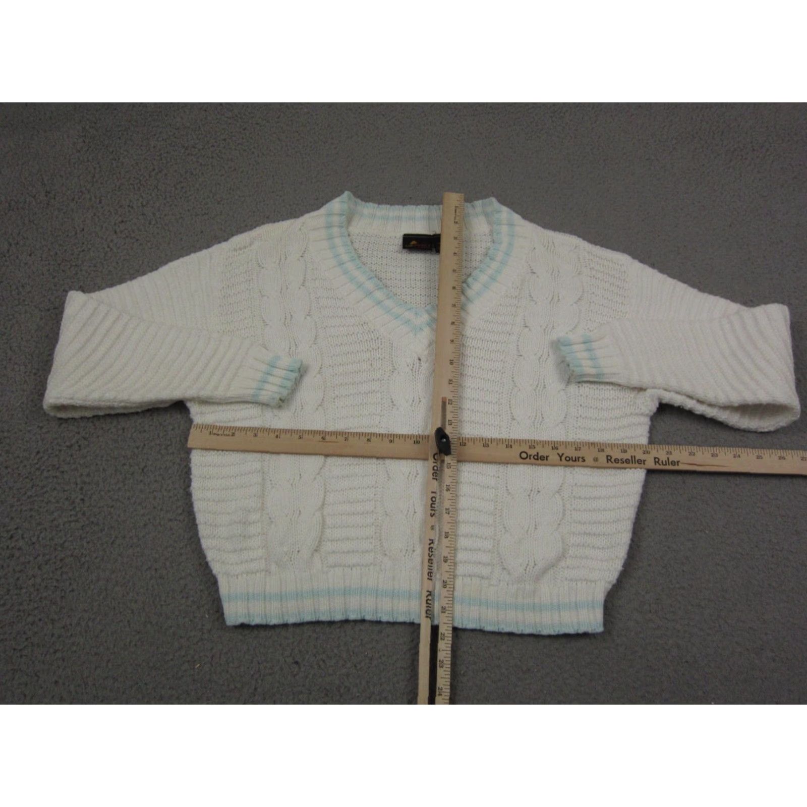 Vintage VINTAGE Liz Sport Sweater Womens Petite Small White Cable Knit College Varsity Size S / US 4 / IT 40 - 5 Thumbnail