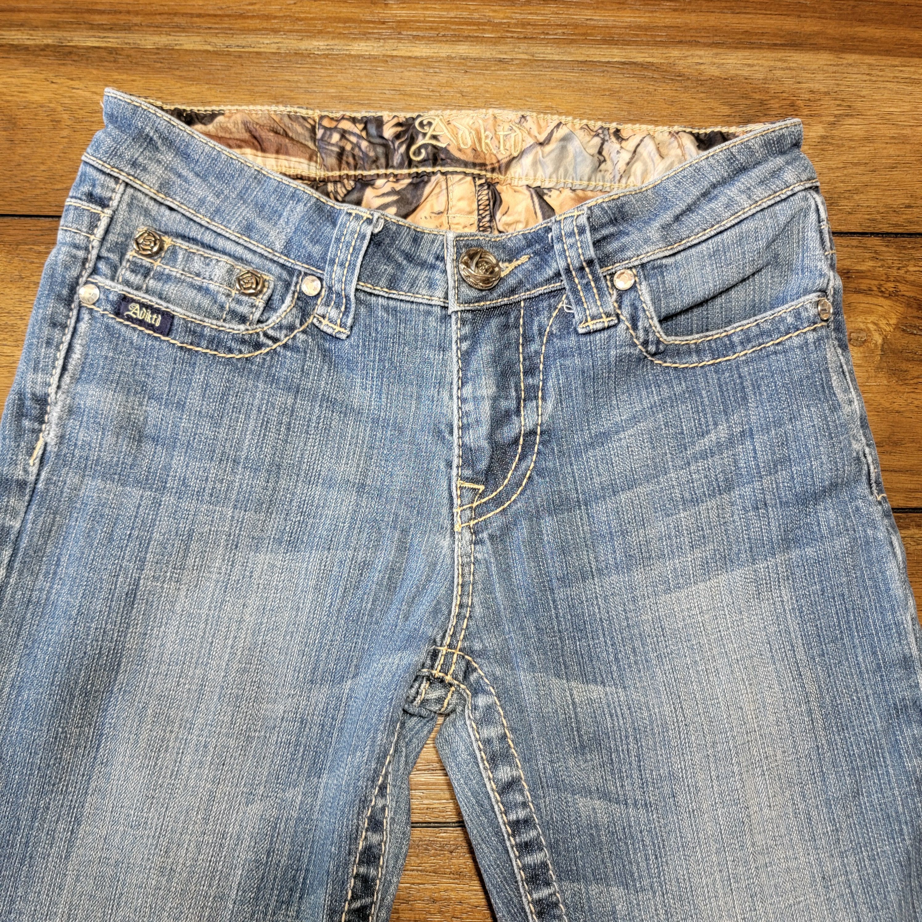Other Adiktd Denim Jeans Rose & Bling Pockets - Size 2/W27 Size 28" / US 6 / IT 42 - 2 Thumbnail
