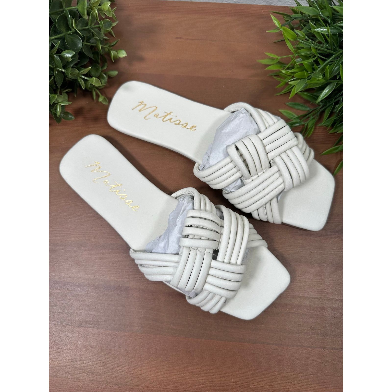 Matisse Matisse Samson Leather Knotted Slide Sandals White Size 6 Size US 6 / IT 36 - 1 Thumbnail