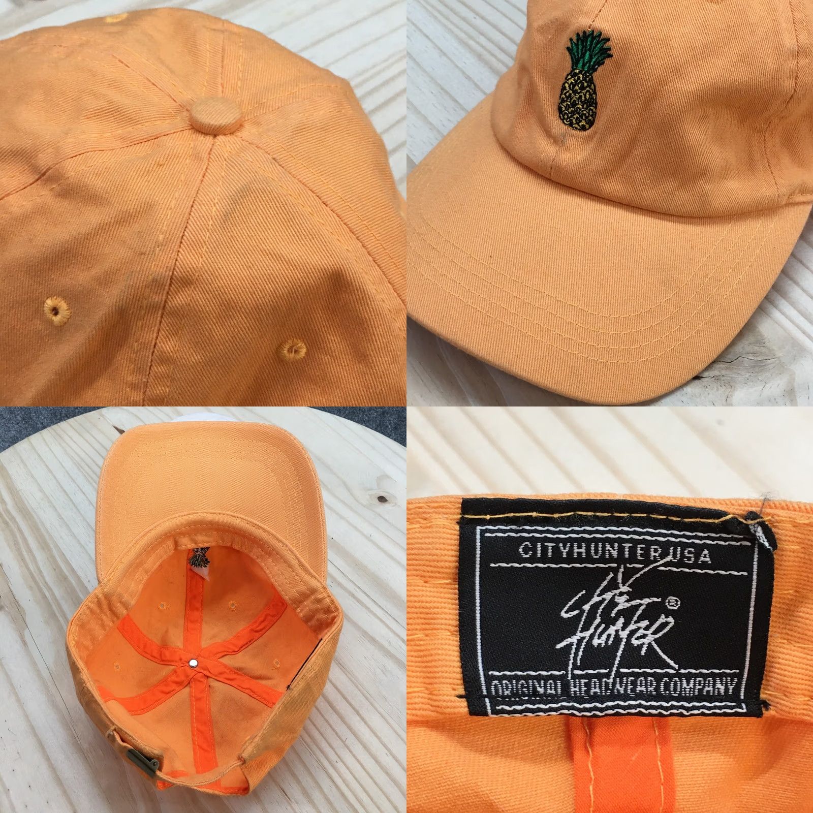Hunter Pineapple Baseball Cap Hat Mens OS Orange Adjustable Embroidered City Hunter Size ONE SIZE - 8 Thumbnail