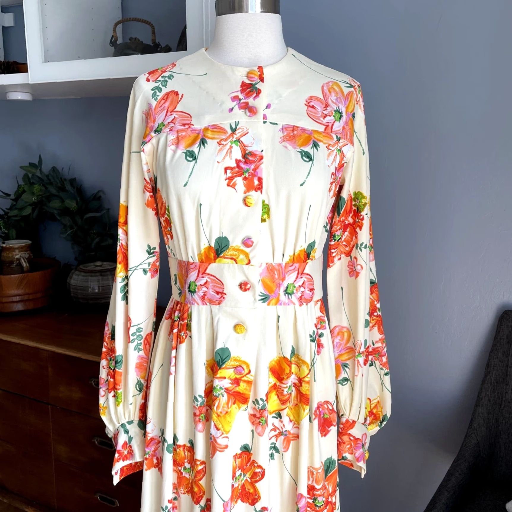 Vintage VINTAGE 70’s Merry Mary Fabric Floral Long Maxi Dress Cottagecore Prairie M Dress Size M / US 6-8 / IT 42-44 - 2 Thumbnail