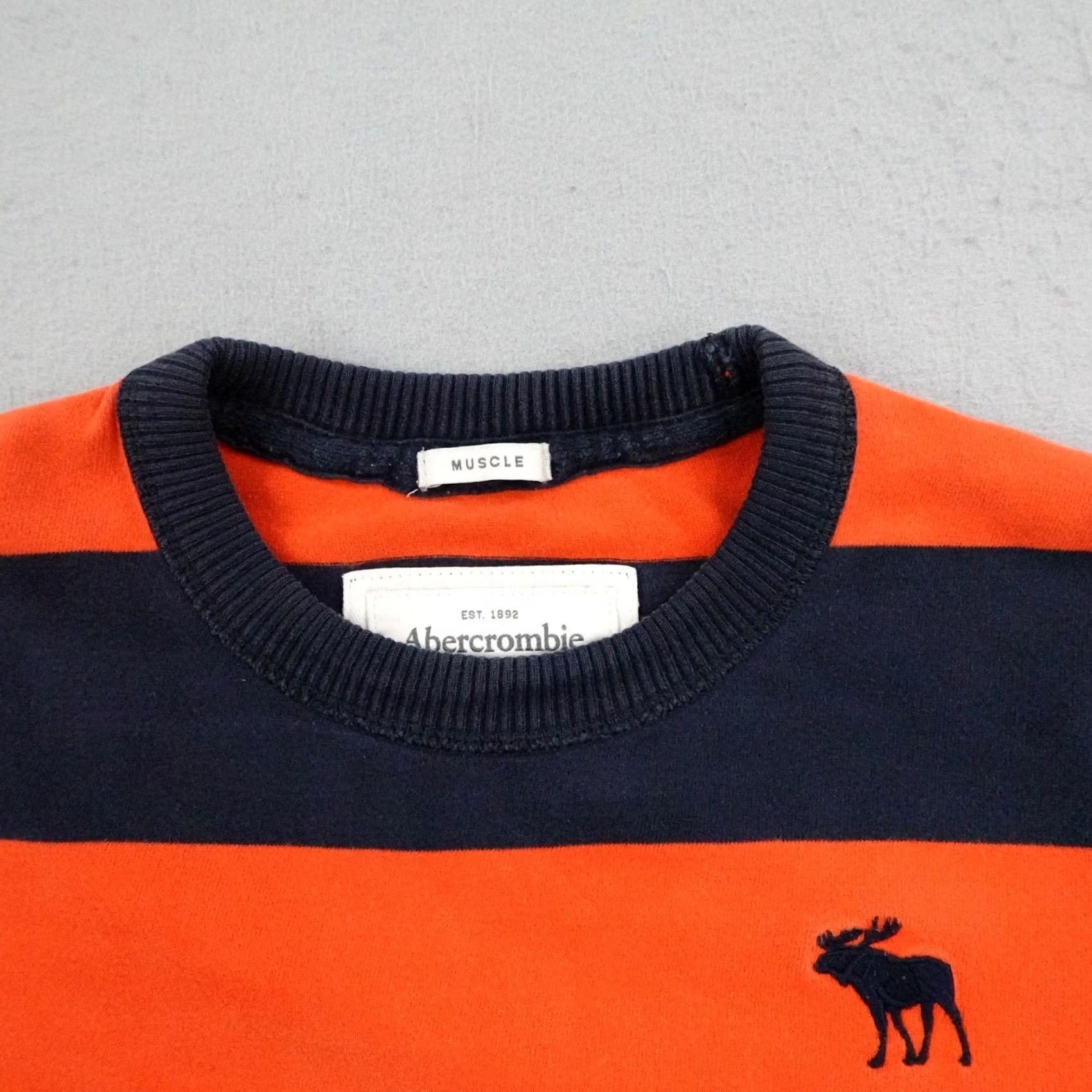 Abercrombie & Fitch Abercrombie & Fitch Sweater Mens Large Blue Orange Stripes Pullover Muscle Y2K Size US L / EU 52-54 / 3 - 2 Thumbnail